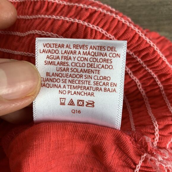 Faded Glory Womens Boho Top Size Large Orange Red Elastic Hem Drawstring - Picture 7 of 7